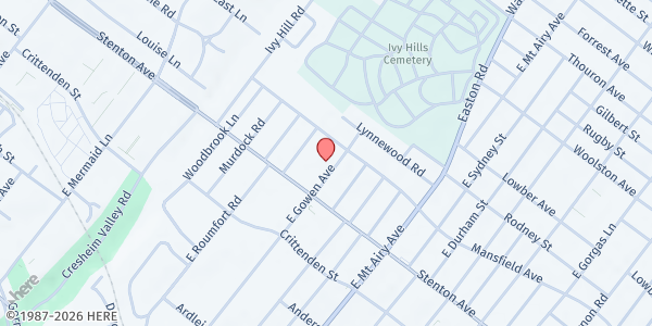Map showing Care Closet Network - North Philadelphia at 915 East Gowen Avenue, North Philadelphia, PA