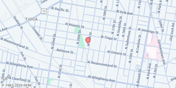 Map showing Christian Life Services - North Philadelphia at 3408 North 19th Street, North Philadelphia, PA