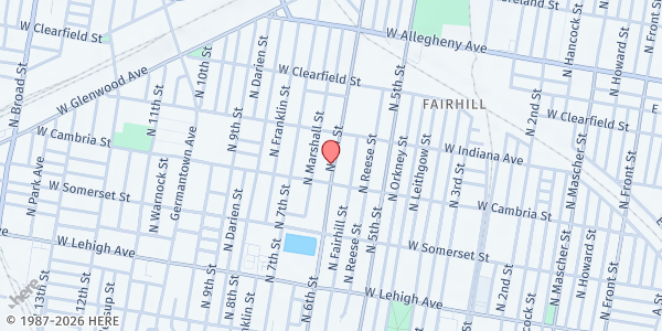 Map showing Crossroads Community Center at 2918 North 6th Street, North Philadelphia, PA