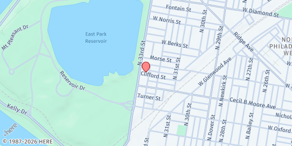 Map showing East Park Revitalization Alliance - 3223 Clifford Street at 3223 Clifford Street, North Philadelphia, PA