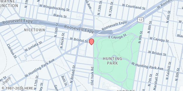 Map showing El Shaddai Baptist Church at 4244 Old York Road, North Philadelphia, PA