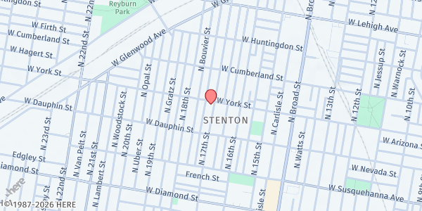 Map showing Emmanuel United Methodist Church Food Pantry at 2346 North 17th Street, North Philadelphia, PA