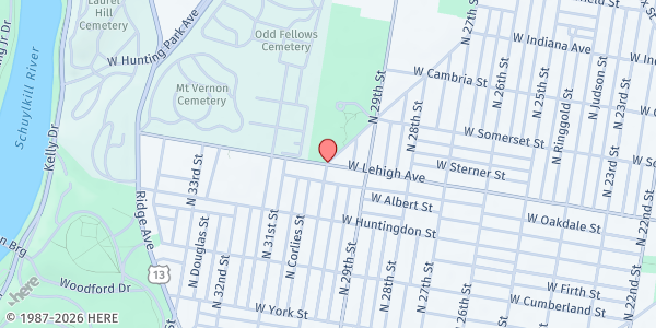 Map showing ENDANGERED KIND Distribution Site at 2700 Chalmers Avenue, North Philadelphia, PA