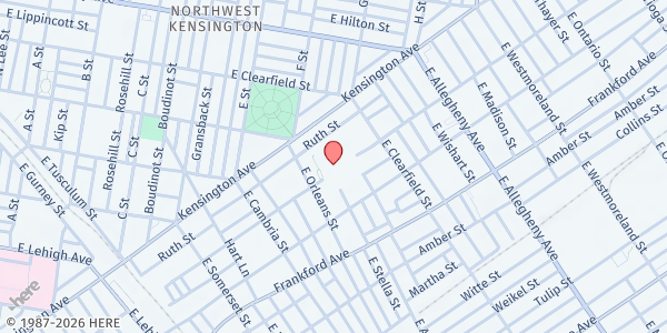 Map showing Frances E Willard Elementary School at 1930 East Elkhart Street, North Philadelphia, PA