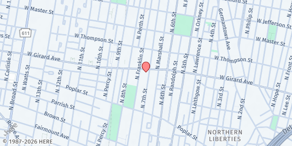 Map showing Friends Rehabilitation Programs - North Philadelphia at 704 West Girard Avenue, North Philadelphia, PA