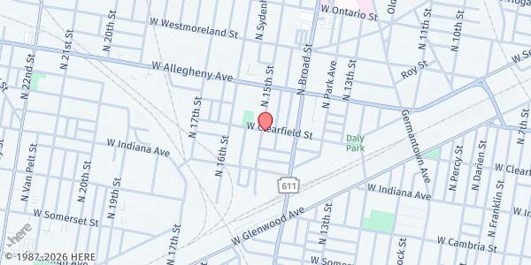 Map showing Gather the People House of Prayer at 3061 North 15th Street, North Philadelphia, PA