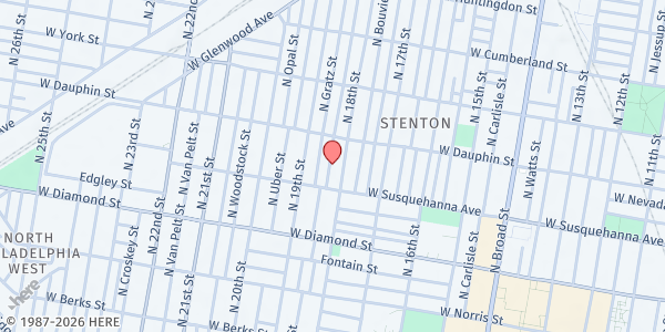 Map showing Genesis Ministries It's (Not Your Fault) - North Philadelphia at 2229 North Cleveland Street, North Philadelphia, PA