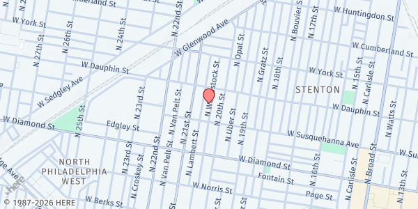 Map showing Grands As Parent's (G.A.P.'s) - North Philadelphia at 2234 North Woodstock Street, North Philadelphia, PA