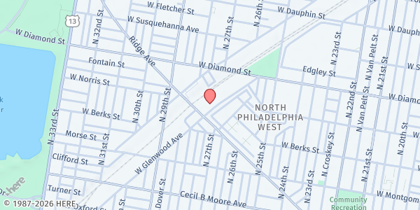 Map showing Homelink, Inc - North Philadelphia at 2753 Ridge Avenue, North Philadelphia, PA