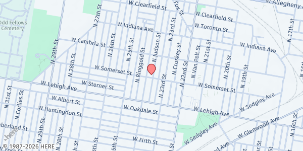 Map showing House of Prayer at 2327 West Somerset Street, North Philadelphia, PA