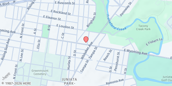 Map showing Jerusalem French Church at 537 East Wyoming Avenue, North Philadelphia, PA