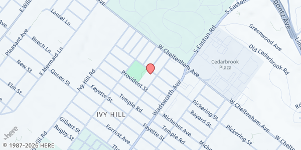 Map showing Kitchen of Love Distribution Site at 8500 Pickering Avenue, North Philadelphia, PA