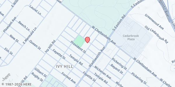 Map showing Kitchen of Love - North Philadelphia at 8500 Pickering Avenue, North Philadelphia, PA