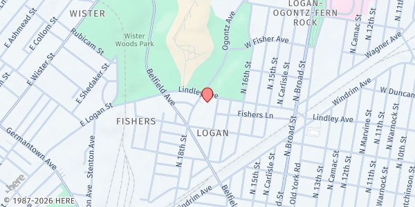 Map showing Logan School Food site at 1700 Lindley Avenue, North Philadelphia, PA