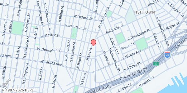 Map showing Lutheran Settlement Food Pantry at 1340 Frankford Avenue, North Philadelphia, PA