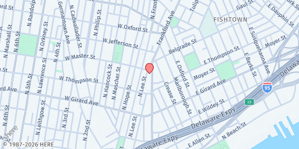 Map showing Lutheran Settlement House at 1340 Frankford Avenue, North Philadelphia, PA