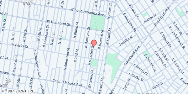 Map showing Mascher Street Feed Site at 1955 North Mascher Street, North Philadelphia, PA