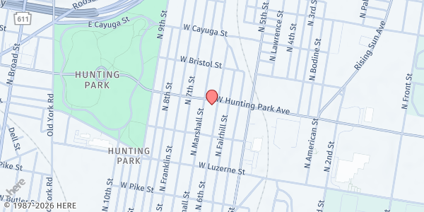 Map showing McClure Elementary School at 600 West Hunting Park Avenue, North Philadelphia, PA