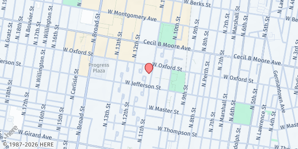 Map showing Mt. Zion UMC at 1530 North 11th Street, North Philadelphia, PA