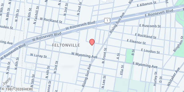 Map showing My Mother's Table at 4740 North Mascher Street, North Philadelphia, PA