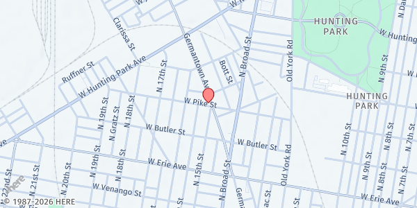 Map showing Neighborhood Action Bureau - North Philadelphia at 3900 Germantown Avenue, North Philadelphia, PA