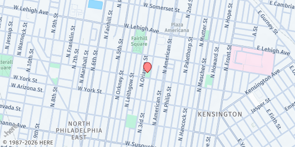 Map showing Nelson Playground at 301 West Cumberland Street, North Philadelphia, PA