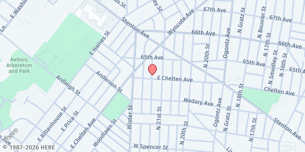 Map showing New Covenant Church Cheltenham at 2119 East Chelten Avenue, North Philadelphia, PA
