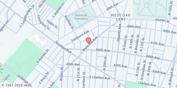 Map showing New Era Baptist Church at 6618 Wyncote Avenue, North Philadelphia, PA