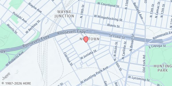 Map showing Nicetown CDC at 4300 Germantown Avenue, North Philadelphia, PA