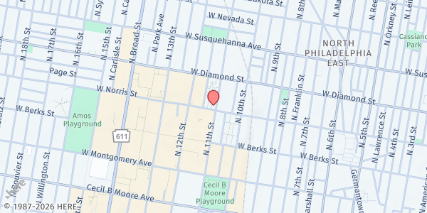 Map showing Norris Homes/North Central Community Center at 2000 North 11th Street, North Philadelphia, PA