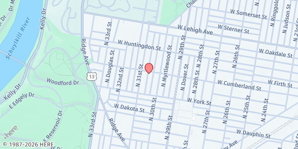 Map showing Playstreet 2400 N Stanley St. at 2463 North Stanley Street, North Philadelphia, PA