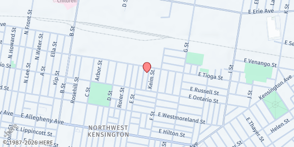Map showing Playstreet 3400 Tampa St. at 3454 Tampa Street, North Philadelphia, PA