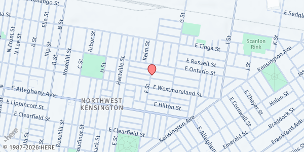 Map showing River of Life Philadelphia at 701 East Cornwall Street, North Philadelphia, PA