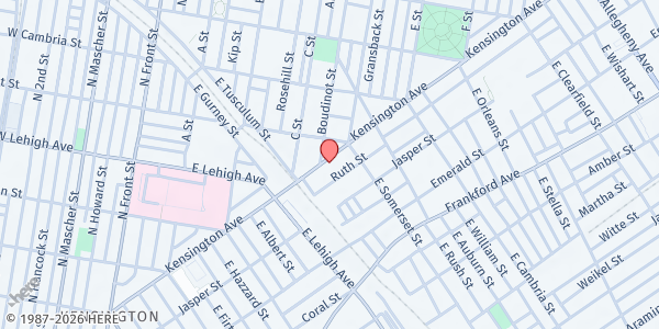 Map showing Rock Ministries of Philadelphia - Kensington Avenue at 2755 Kensington Avenue, North Philadelphia, PA