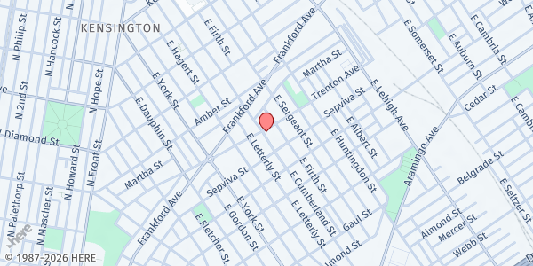 Map showing Saint Michael's Lutheran Church at 2139 East Cumberland Street, North Philadelphia, PA