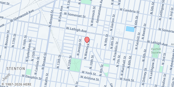 Map showing Salvation Army - Greater Philadelphia at 2601 North 11th Street, North Philadelphia, PA