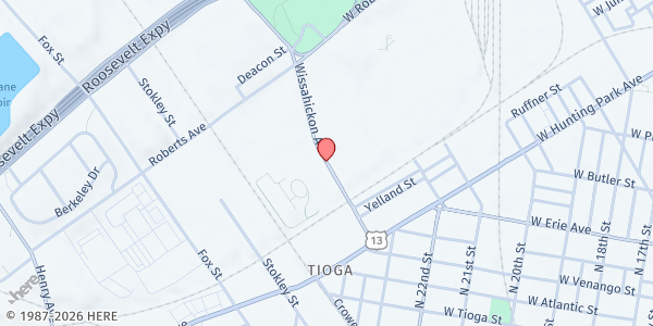 Map showing Salvation Army - KROC at 4200 Wissahickon Avenue, North Philadelphia, PA