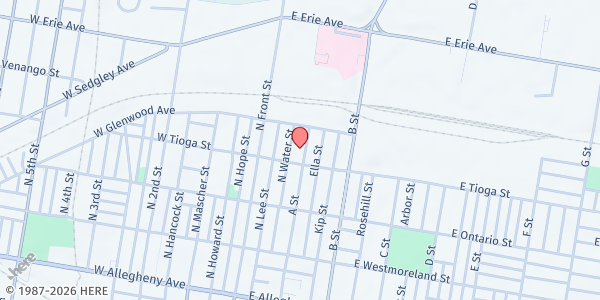 Map showing Small Things Philly Inc. at 3510 A Street, North Philadelphia, PA