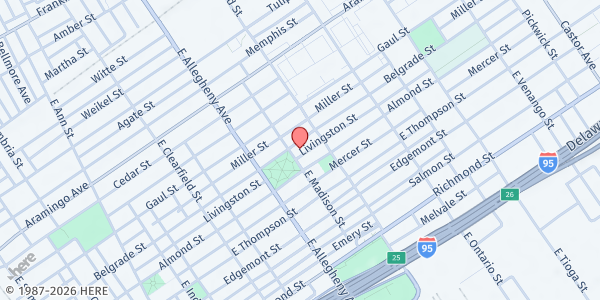 Map showing St. Anne's Senior Citizen Center at 3255 Belgrade Street, North Philadelphia, PA