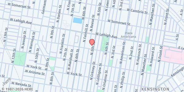 Map showing Taller Puertorriqueño at 2600 North 5th Street, North Philadelphia, PA