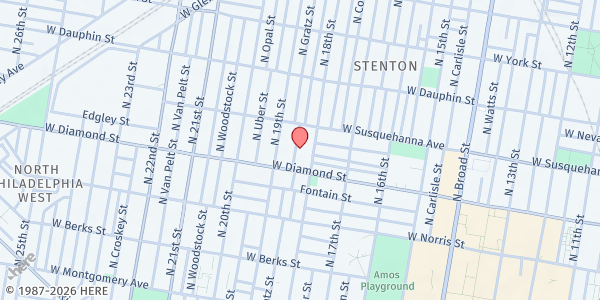 Map showing The Advocate Café - Soup Kitchen at 2123 North Gratz Street, North Philadelphia, PA