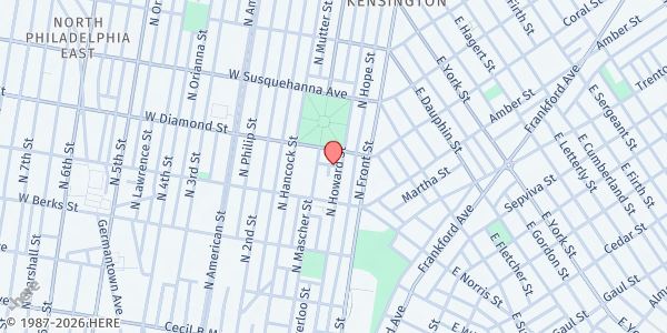 Map showing The Chosen Family Potluck Location at 118 Fontain Street, North Philadelphia, PA