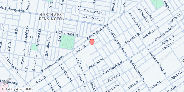 Map showing The Everywhere Project (E. Clearfield St.) at 1810 East Clearfield Street, North Philadelphia, PA