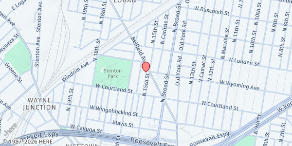 Map showing Truth Baptist Church at 4666 North 15th Street, North Philadelphia, PA