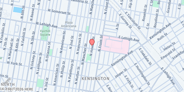 Map showing Union Temple Baptist Church at 2610 North Howard Street, North Philadelphia, PA