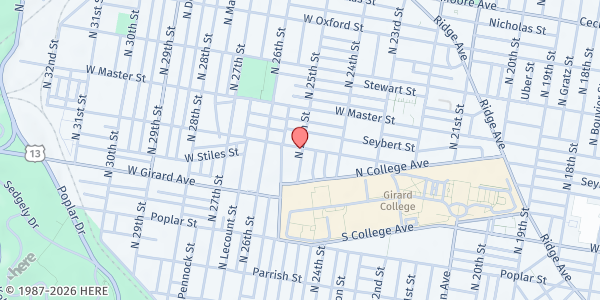 Map showing United Baptist Church at 2500 West Thompson Street, North Philadelphia, PA