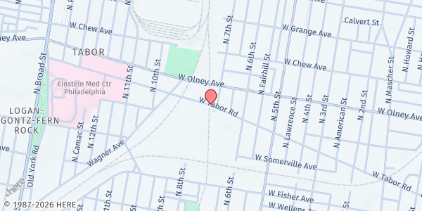 Map showing Universal Creighton Family Resource Food Pantry - West Tabor Road at West Tabor Road, North Philadelphia, PA