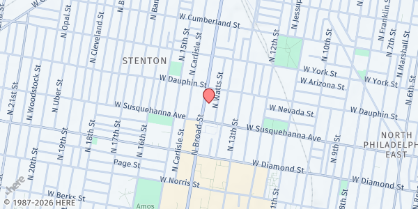 Map showing Uptown Entertainment & Development Corporation - North Philadelphia at 2227 North Broad Street, North Philadelphia, PA