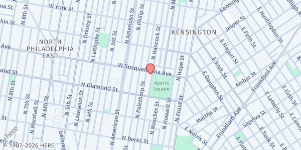 Map showing West Kensington Ministry at 2140 North Hancock Street, North Philadelphia, PA