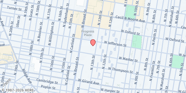 Map showing Yorktown CDC - West Jefferson Street at 1300 West Jefferson Street, North Philadelphia, PA
